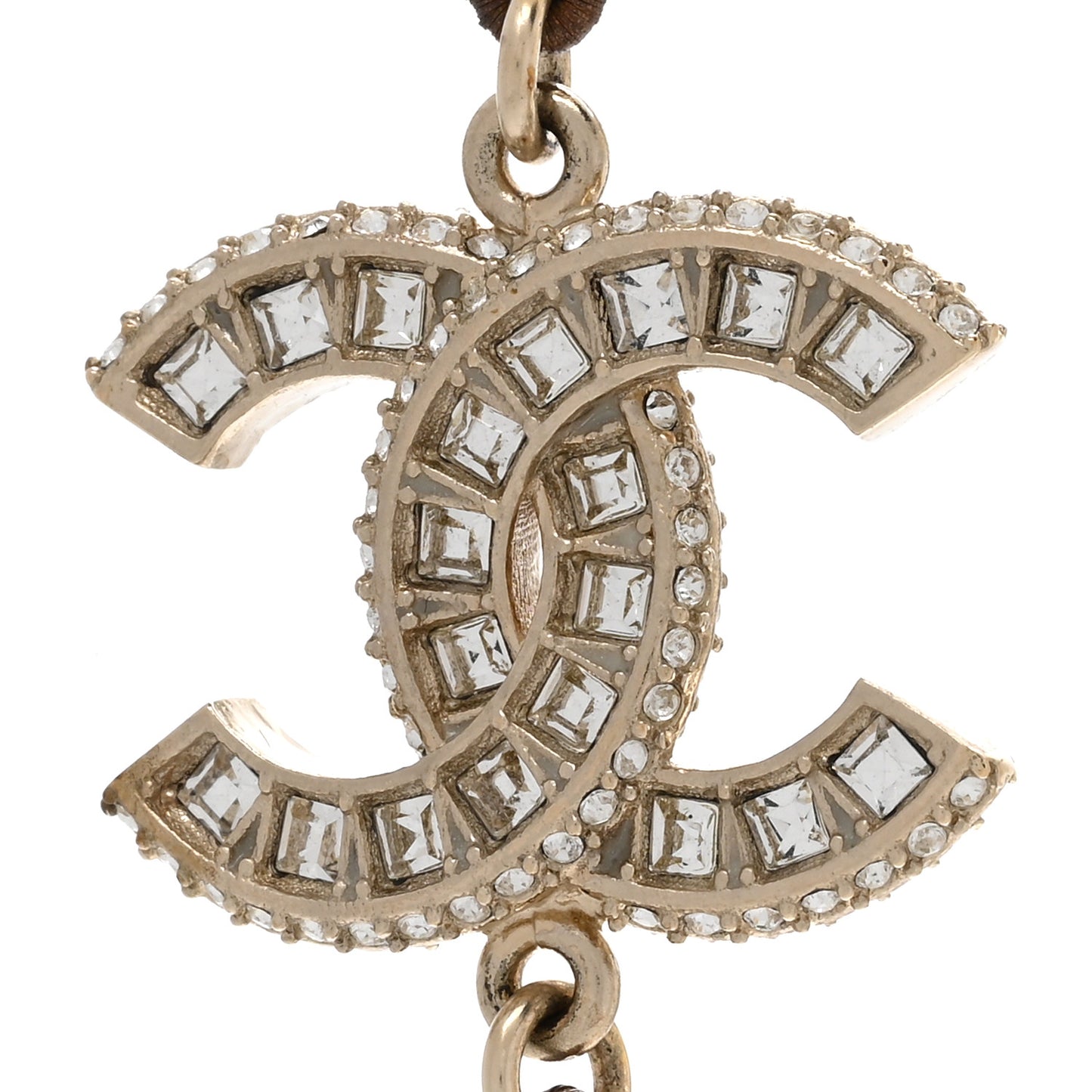 Pearl Baguette Crystal CC Long Necklace Gold