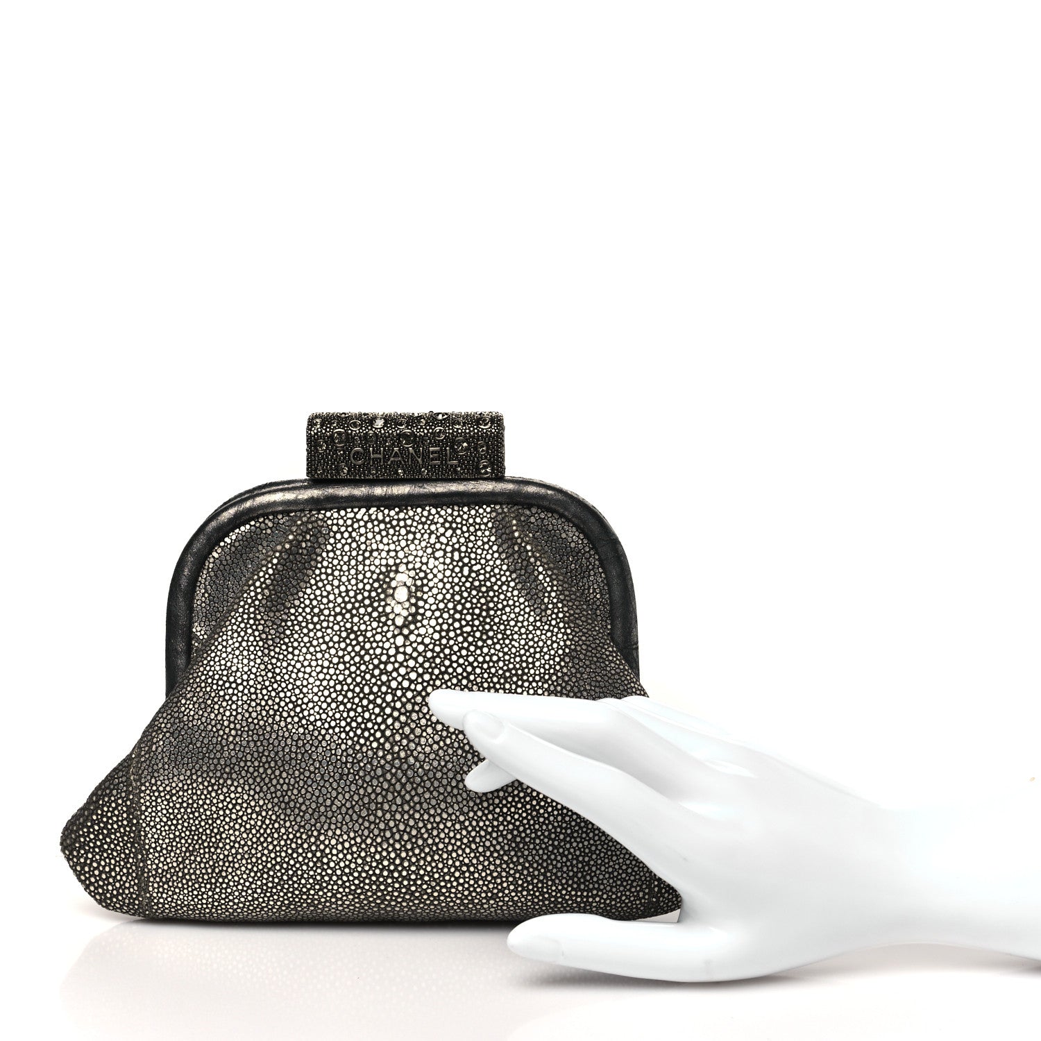 Chanel Stingray Degrade Frame Clutch Silver 2 of 12