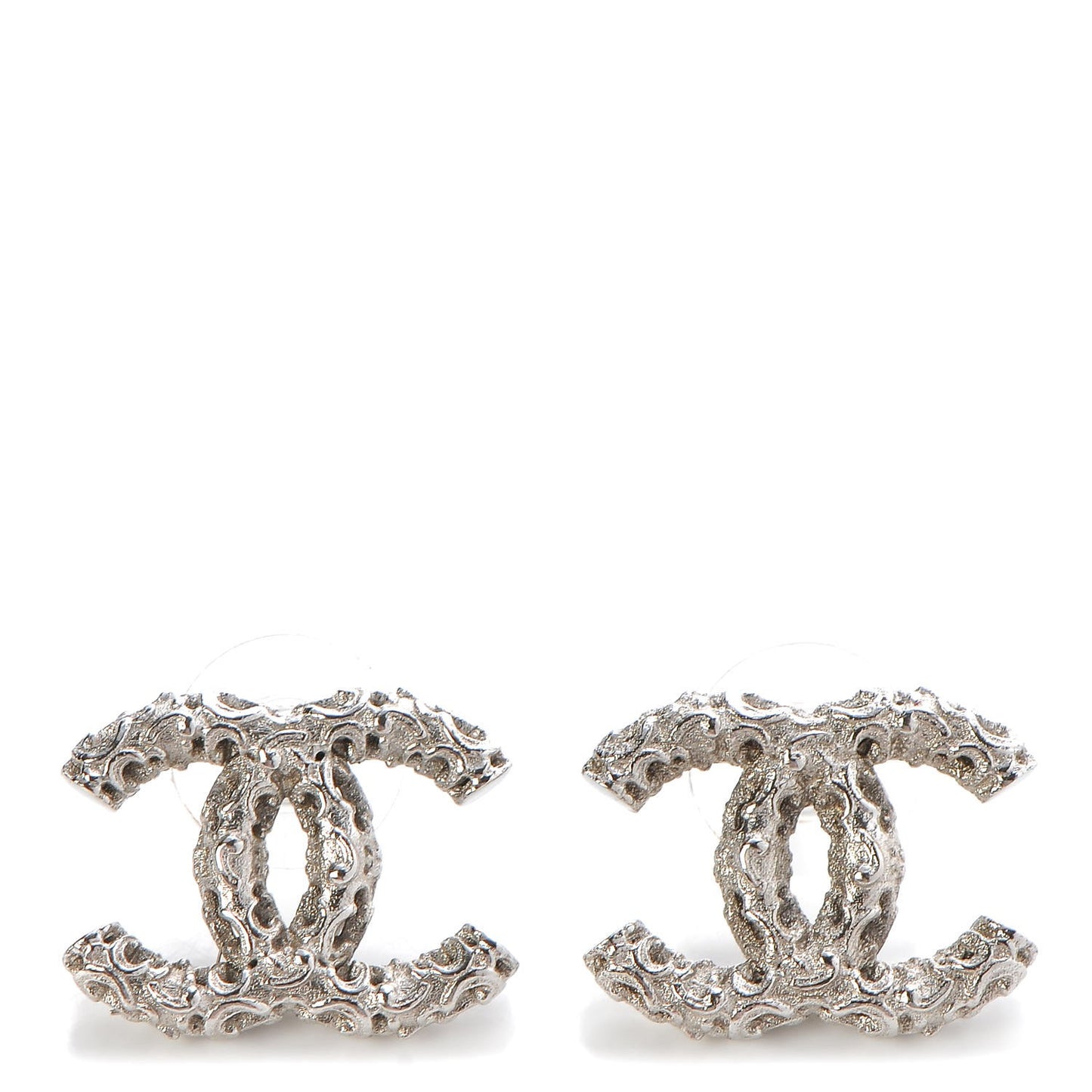 Textured CC Earrings Silver