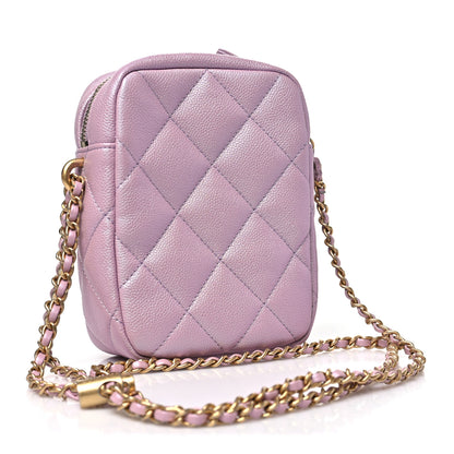 Chanel Iridescent Caviar Quilted Vertical My Perfect Camera Case Pink 3 of 10