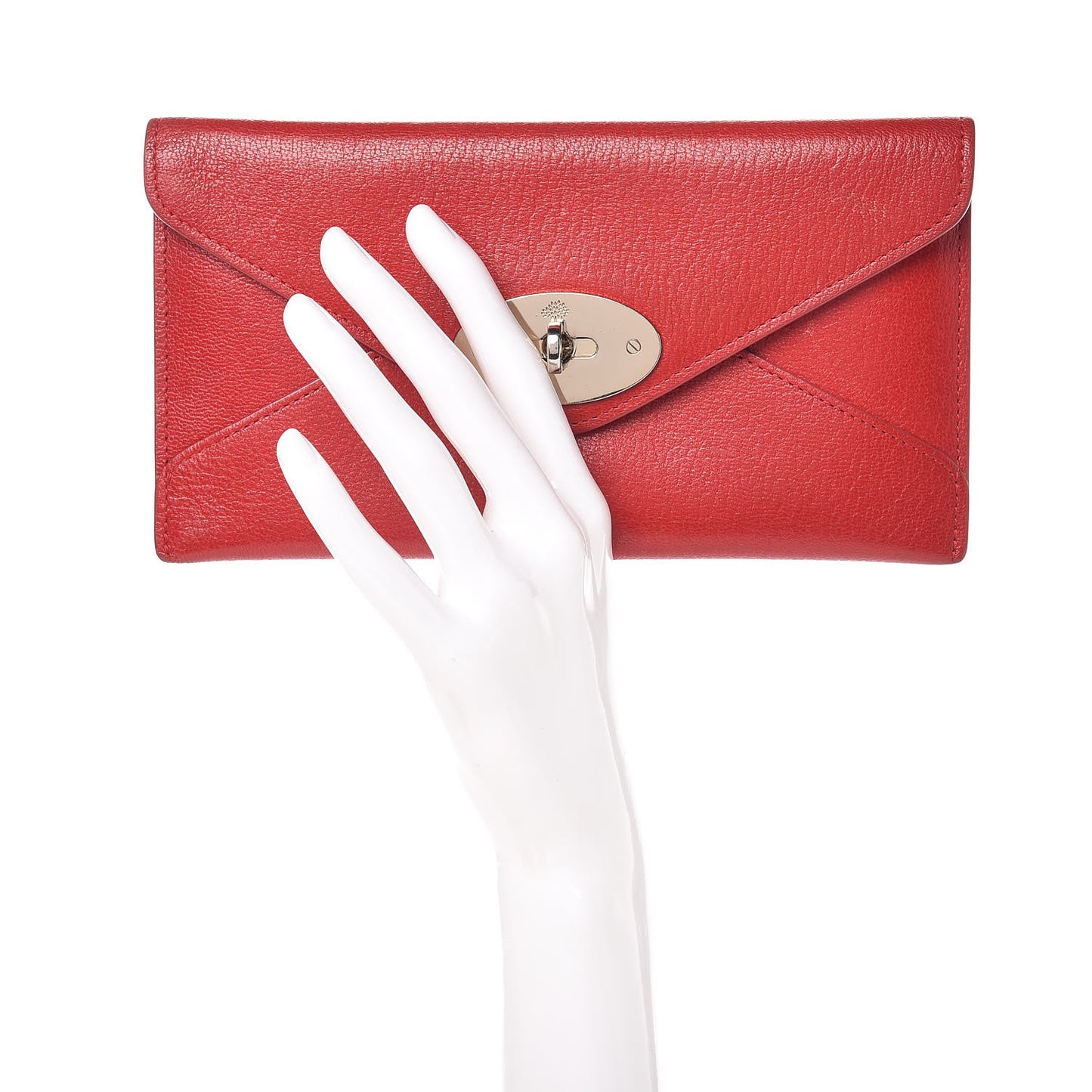 Shiny Goatskin Envelope Wallet Bright Red