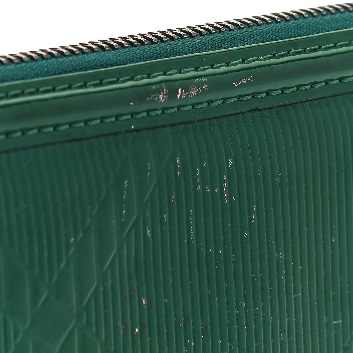 Patent Check Embossed Large Zip Around Wallet Veridian Green