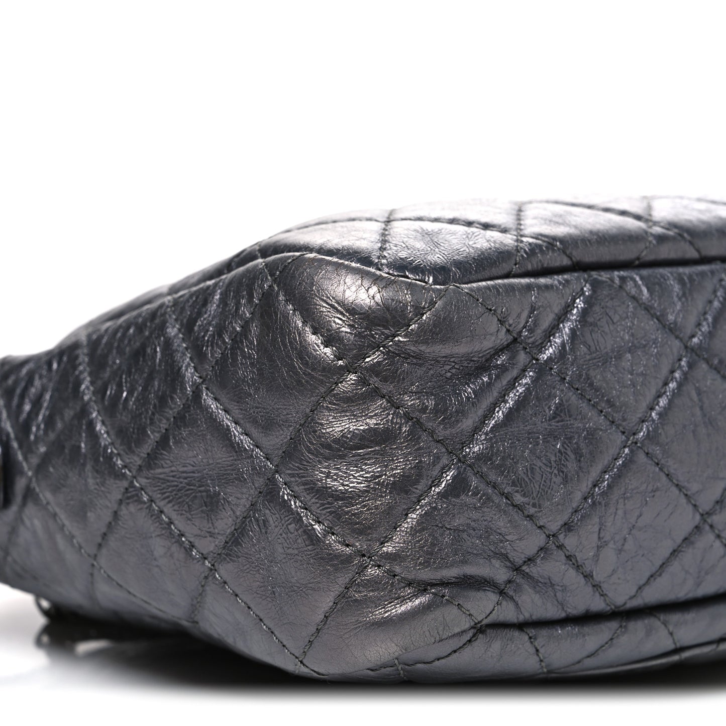 Metallic Aged Calfskin Quilted Large Reissue Camera Case Silver