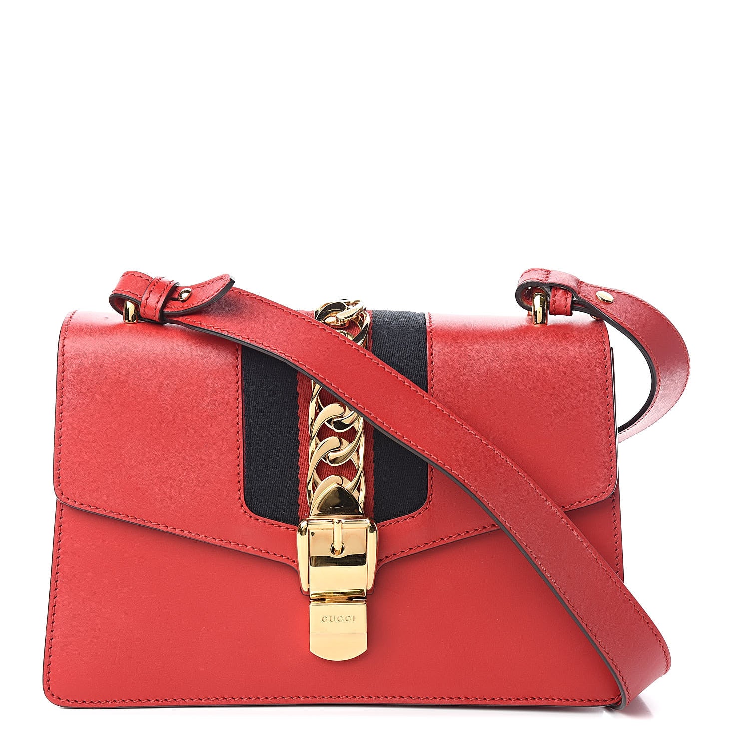 Gucci Calfskin Small Sylvie Shoulder Bag Hibiscus Red 1 of 15