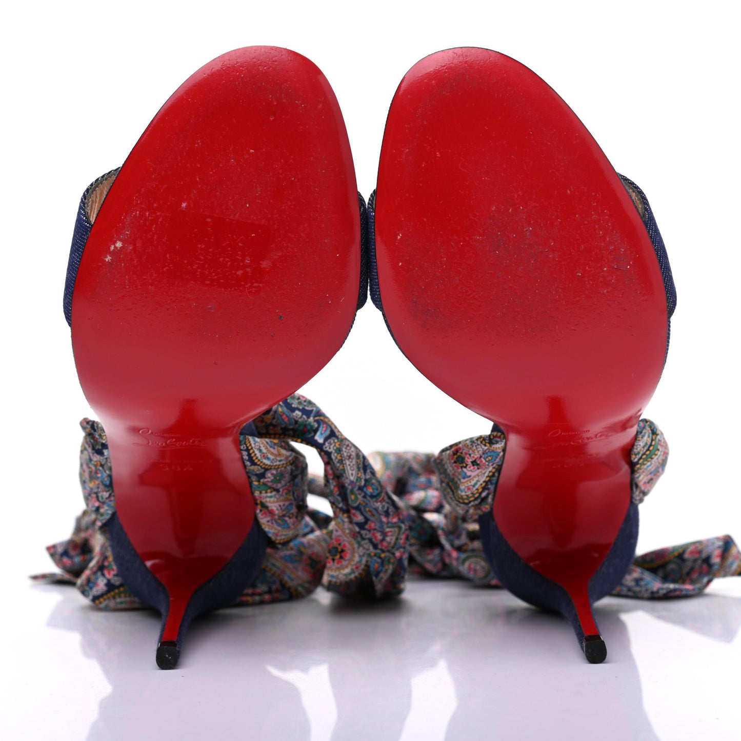 Denim Satin Paisley Du Desert 100 Sandals 38.5 Blue