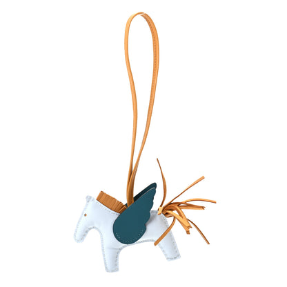 Hermes Milo Lambskin Grigri Rodeo Pegase Horse Bag Charm PM Bleu Brume Sesame Vert Bosphore 1 of 5