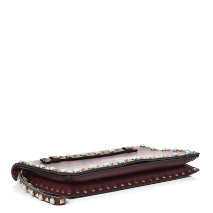 Valentino Garavani Pebbled Calfskin Rockstud Rolling Wristlet Clutch Rubin 4 of 7