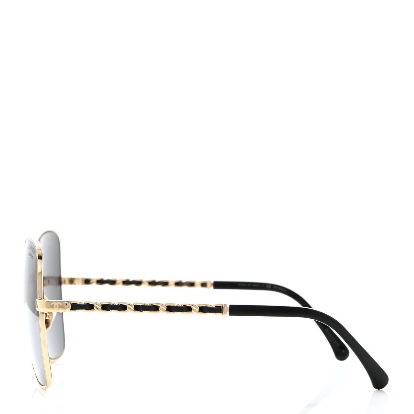 Metal Polarized Square Frame Chain Sunglasses 4274-Q Gold Black