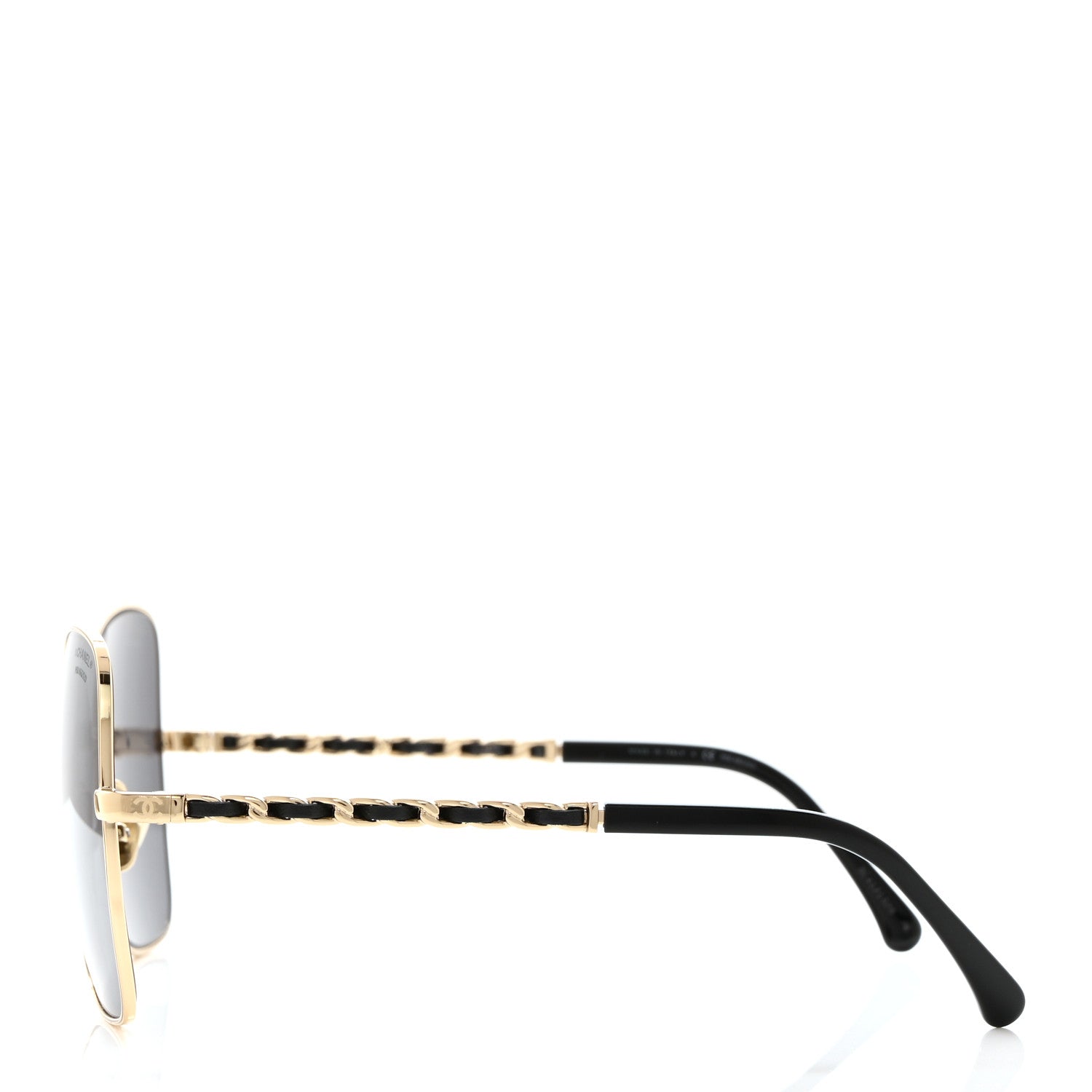 Chanel Metal Polarized Square Frame Chain Sunglasses 4274-Q Gold Black 3 of 8