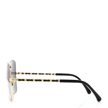 Chanel Metal Polarized Square Frame Chain Sunglasses 4274-Q Gold Black 3 of 8