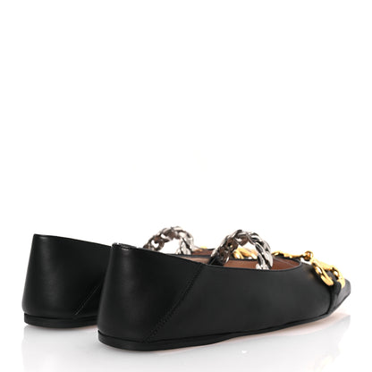 Gucci Nappa Lumiere Deva Horsebit Chain Embellished Flats 35 Black 5 of 11