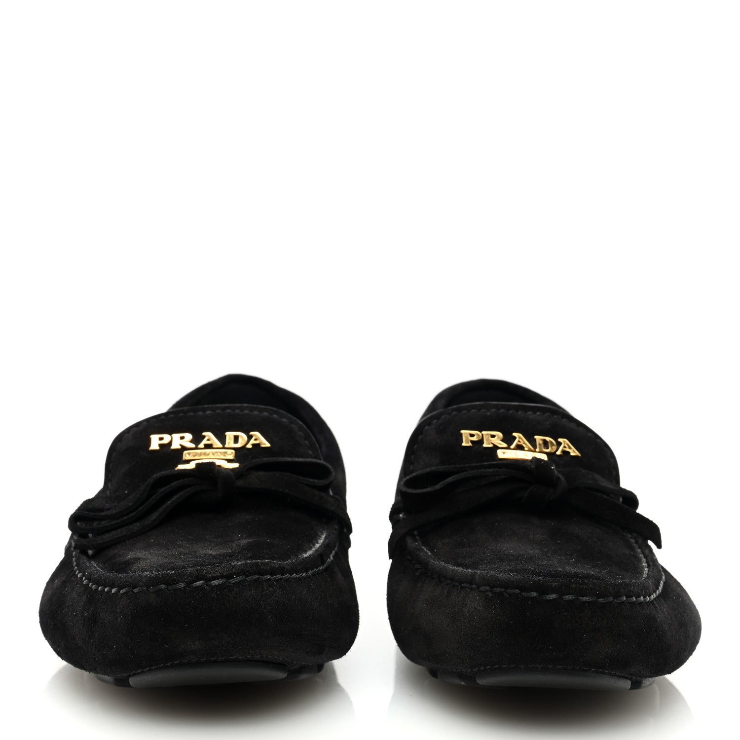 Prada Suede Metal Driving Loafers 36 Black 2 of 8