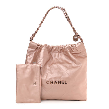 Chanel Metallic Calfskin Quilted Chanel 22 Pink 1 of 12