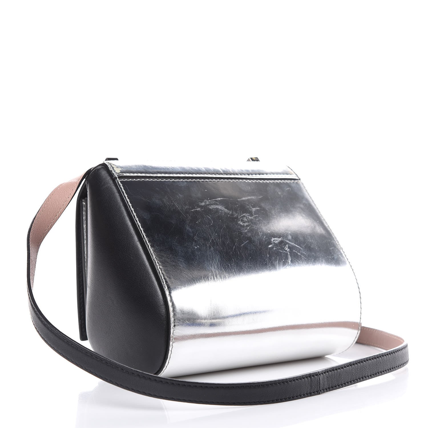 Givenchy Metallic Calfskin Mini Pandora Box Crossbody Bag Silver 3 of 16