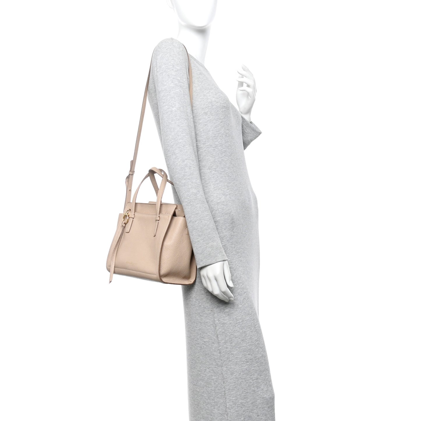 Hammered Calfskin Double Handle Small Amy Tote Cumin