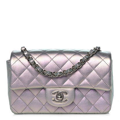 Chanel Iridescent Calfskin Quilted Mini Rectangular Flap Light Purple 1 of 12