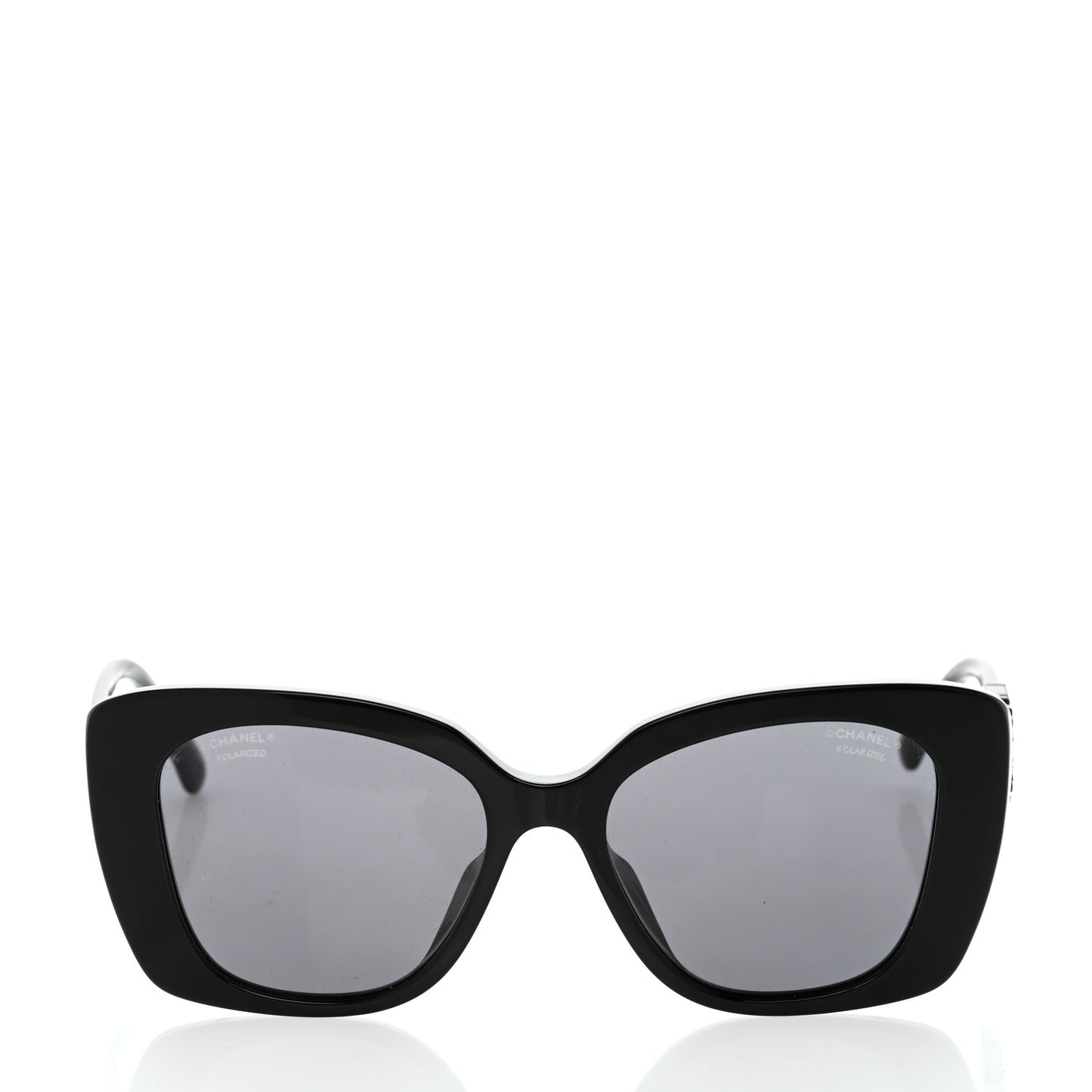 Acetate Strass Polarized Square Sunglasses 5422-B Black
