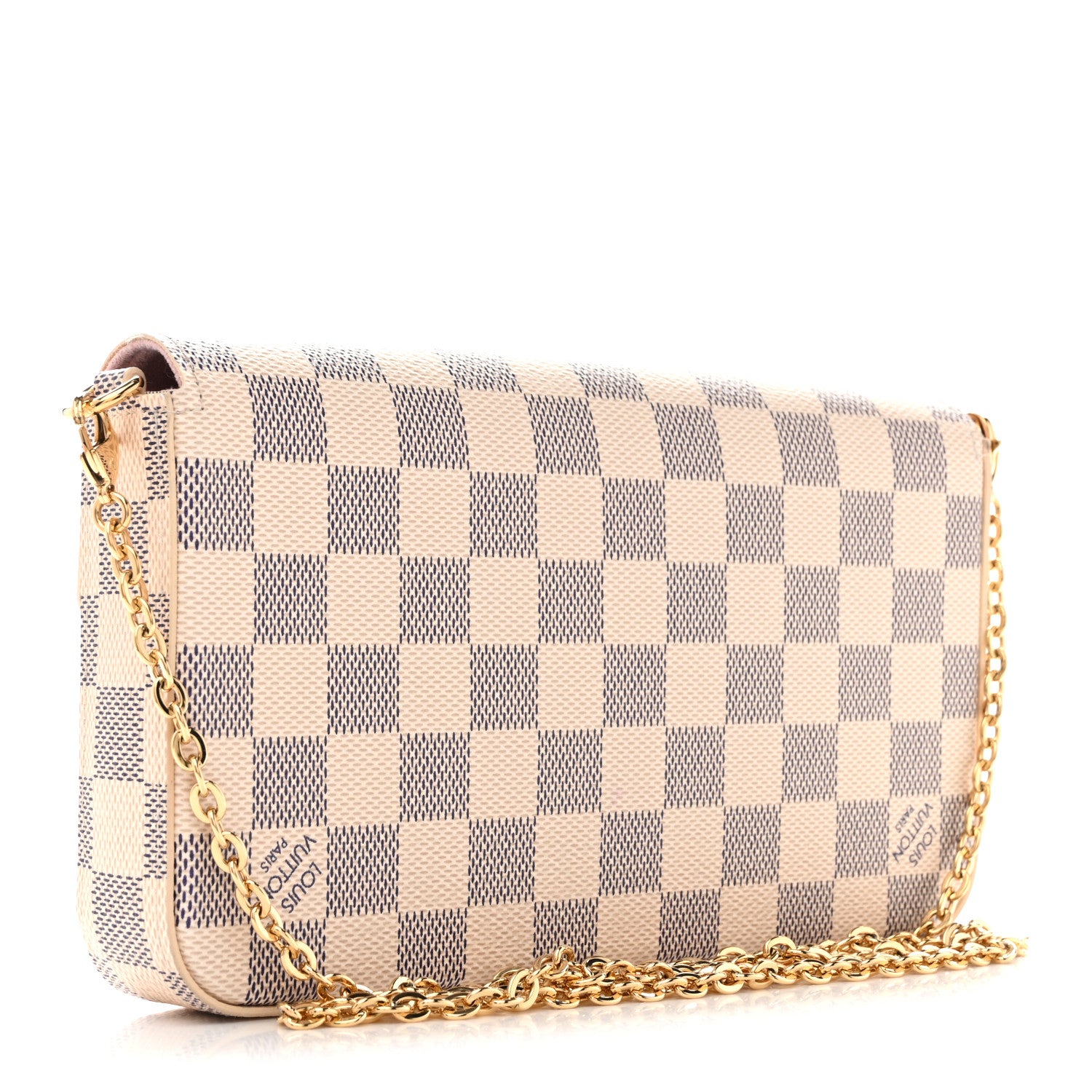 Louis Vuitton Damier Azur Pochette Felicie Chain Wallet Rose Ballerine 4 of 10