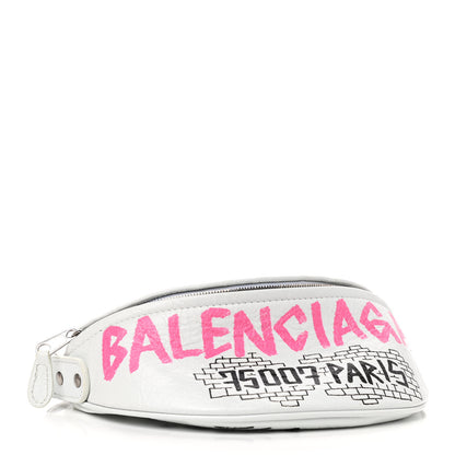 Balenciaga Agneau Arena Graffiti All Over XXS Souvenir Belt Bag White Multicolor 3 of 7
