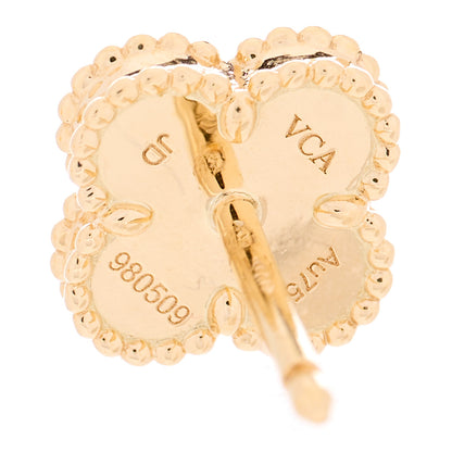Van Cleef & Arpels 18K Yellow Gold Mother of Pearl Sweet Alhambra Earrings 4 of 5