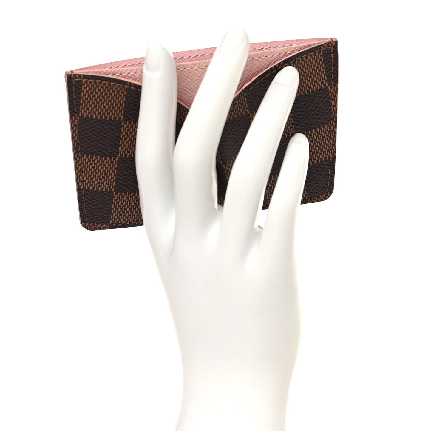 Damier Ebene Caissa Card Holder Rose Ballerine