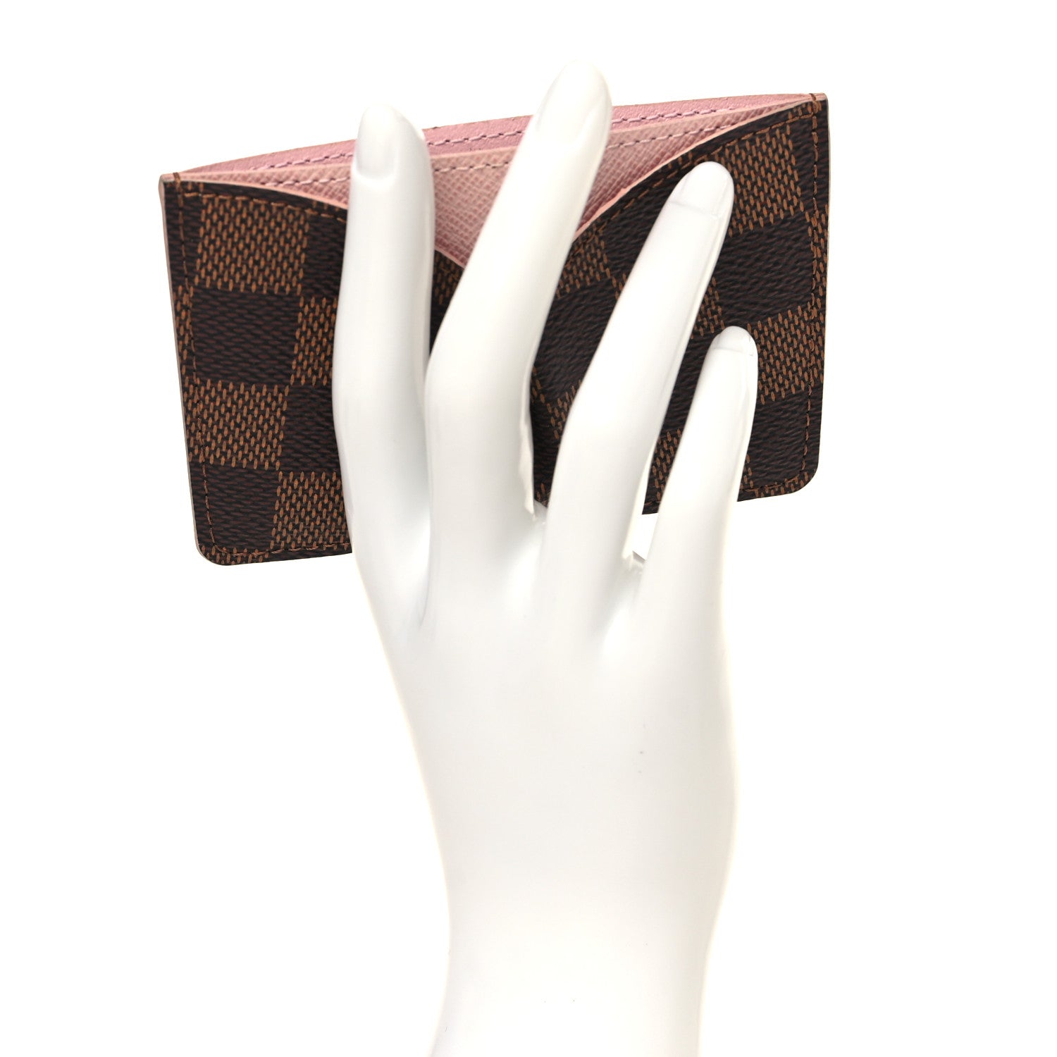 Louis Vuitton Damier Ebene Caissa Card Holder Rose Ballerine 2 of 7