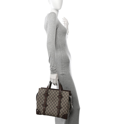 Gucci GG Supreme Monogram Textured Dollar Calfskin Small Detail Tote Beige Ebony New Acero 2 of 12