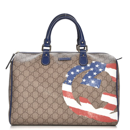 Gucci GG Plus Monogram Medium Boston USA Flag Unicef Duffle Blue 1 of 7