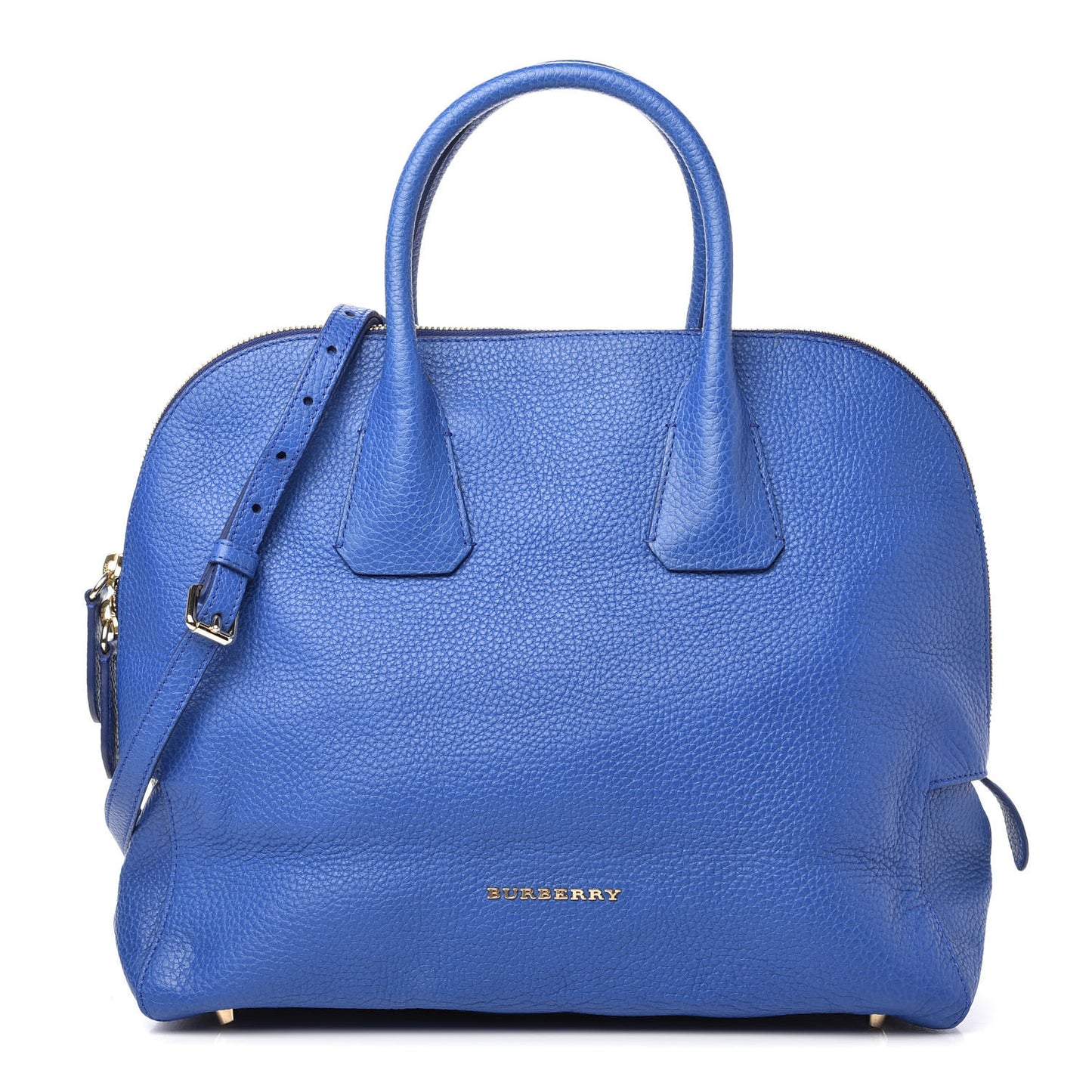 London Grainy Calfskin Medium Greenwood Bowling Bag Brilliant Blue