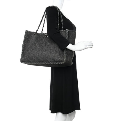 Chanel Wool Felt Quilted Large Shopping Tote Grey 2 of 15