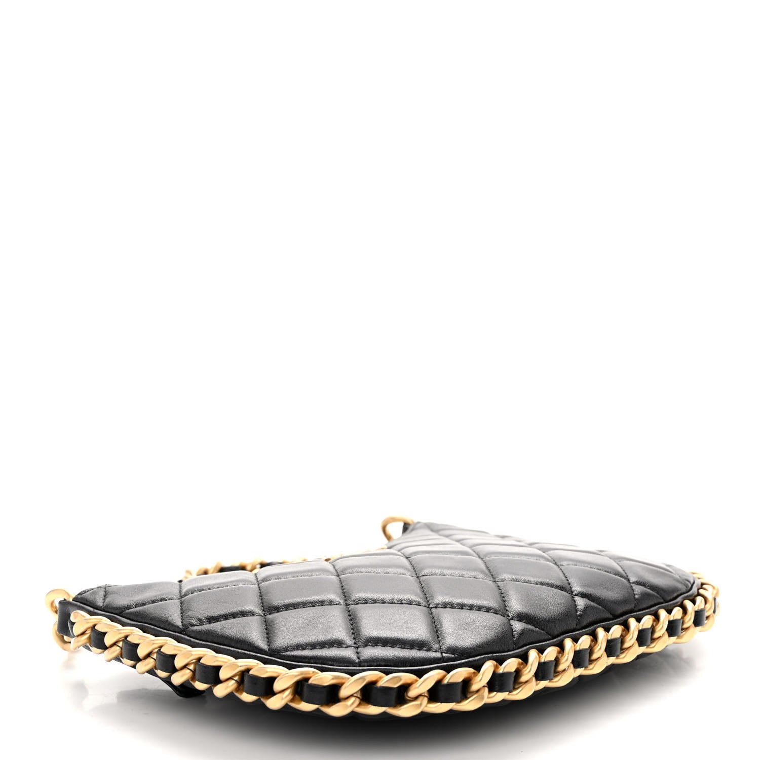 Chanel Shiny Crumpled Lambskin Quilted Trendy Chain Around Hobo Black 4 of 10