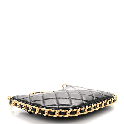 Chanel Shiny Crumpled Lambskin Quilted Trendy Chain Around Hobo Black 4 of 10