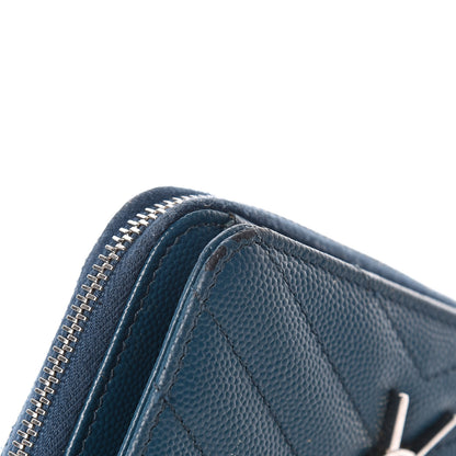 Saint Laurent Grain De Poudre Matelasse Compact Zip Around Wallet Peacock Green 10 of 21