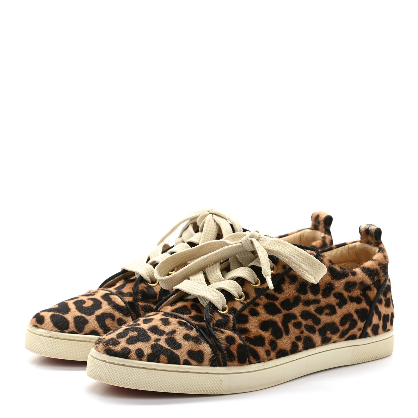 Calf Hair Leopard Print Womens Rantulow Orlato Flat Sneakers 37.5 Black