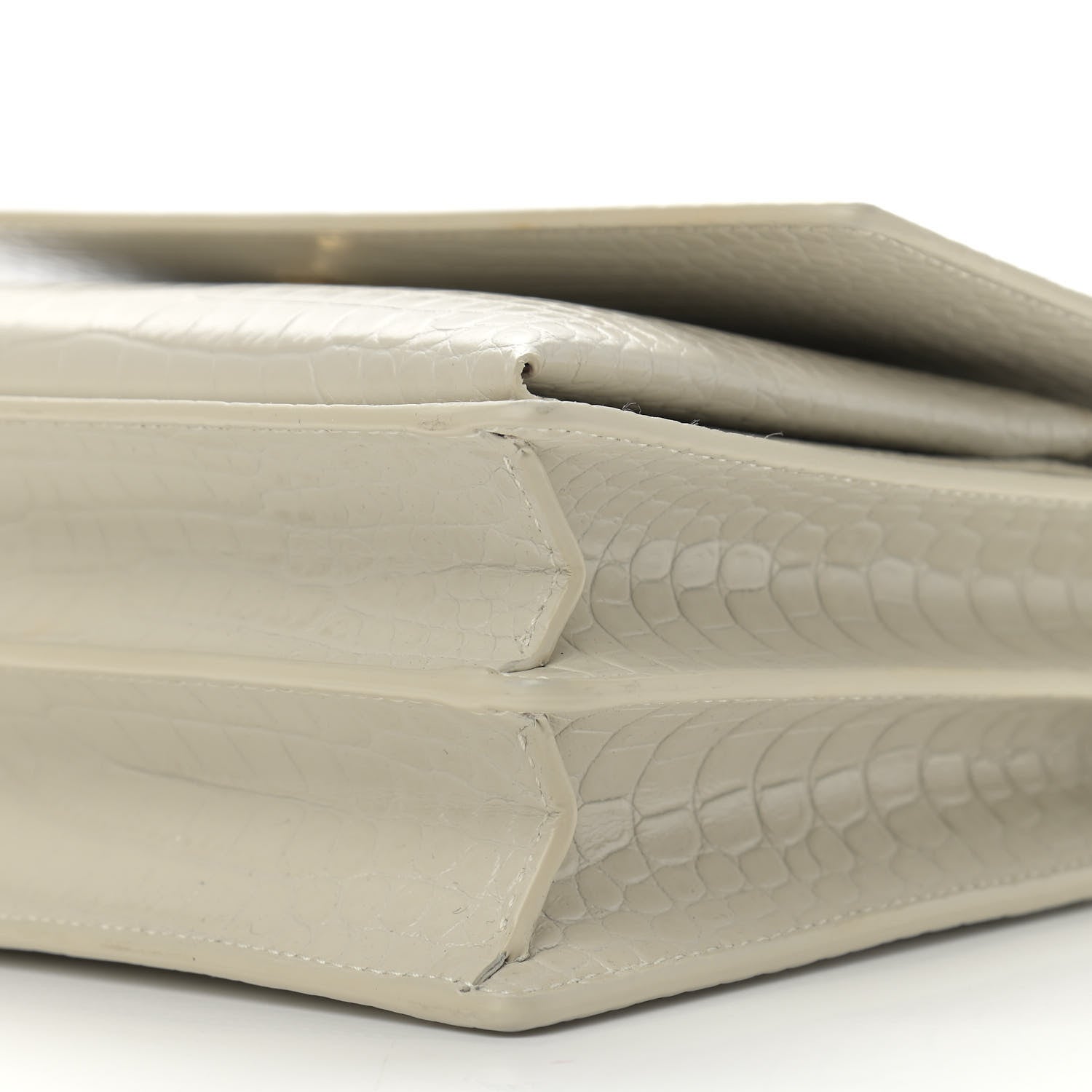 Saint Laurent Calfskin Crocodile Embossed Medium Monogram Sunset Blanc Vintage 10 of 11