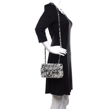 Chanel Tweed Patent Woven Mini Rectangular Flap Ecru Black 2 of 10