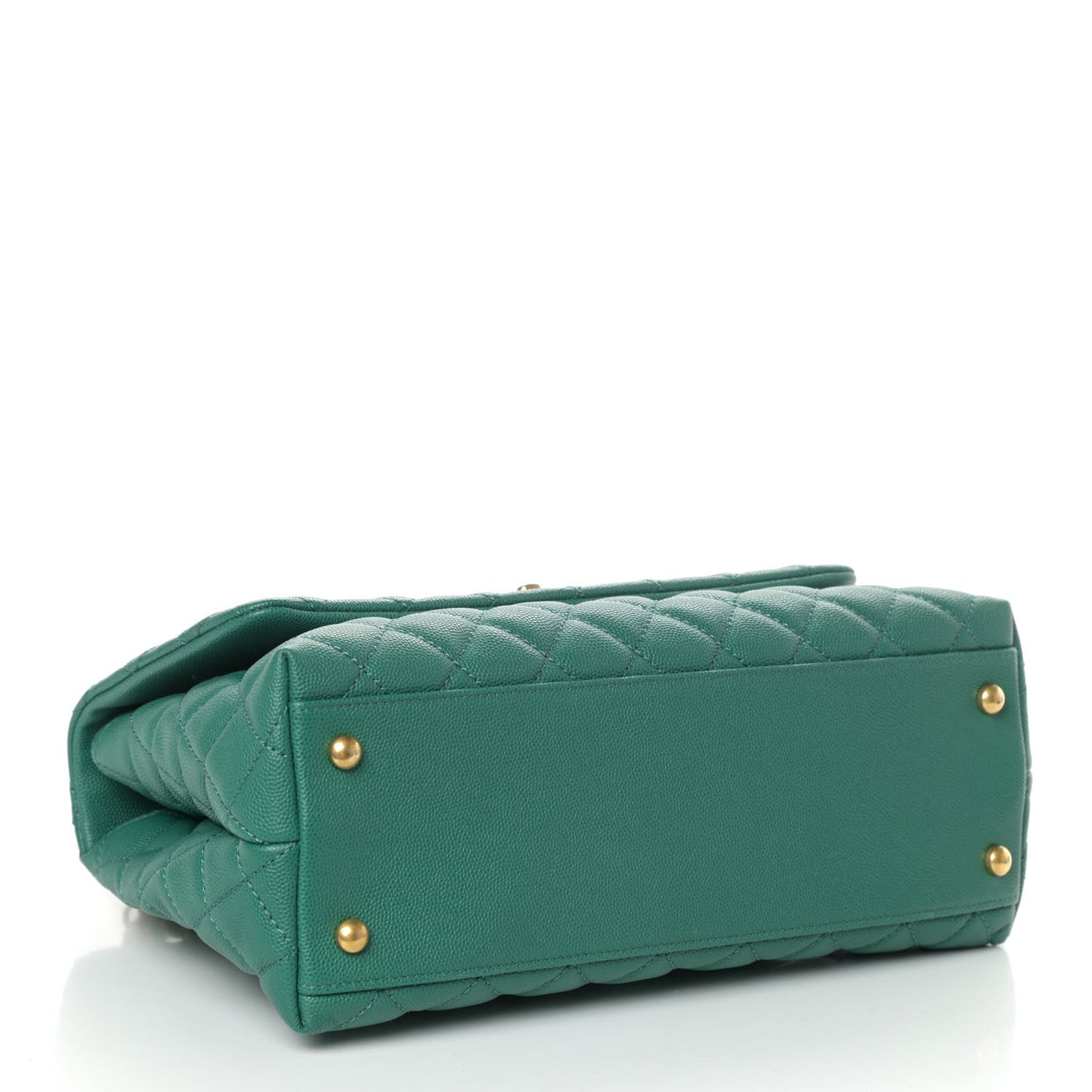 Caviar Quilted Small Coco Handle Flap Green