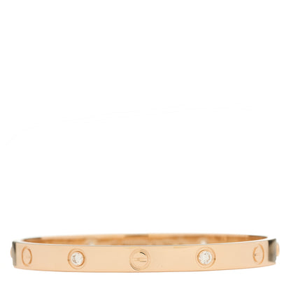 Cartier 18K Pink Gold 4 Diamond LOVE Bracelet 17 2 of 8
