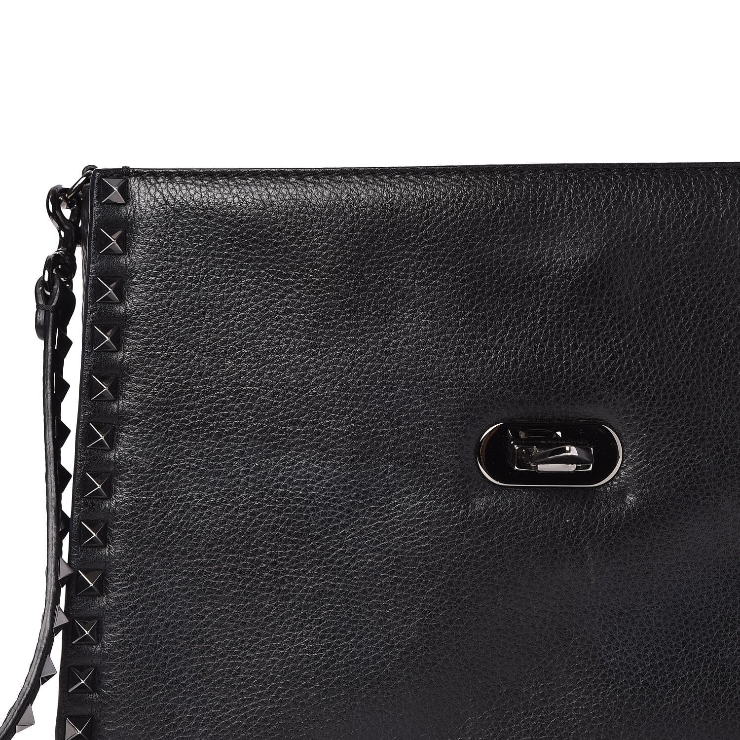 Valentino Garavani Alce Printed Calfskin Rockstud Top Handle Flap Shoulder Bag Black 7 of 7