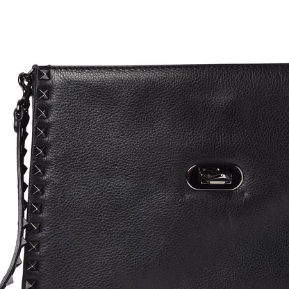 Valentino Garavani Alce Printed Calfskin Rockstud Top Handle Flap Shoulder Bag Black 7 of 7