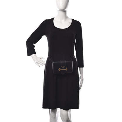 Prada City Calf Cahier Belt Bag Black 2 of 9