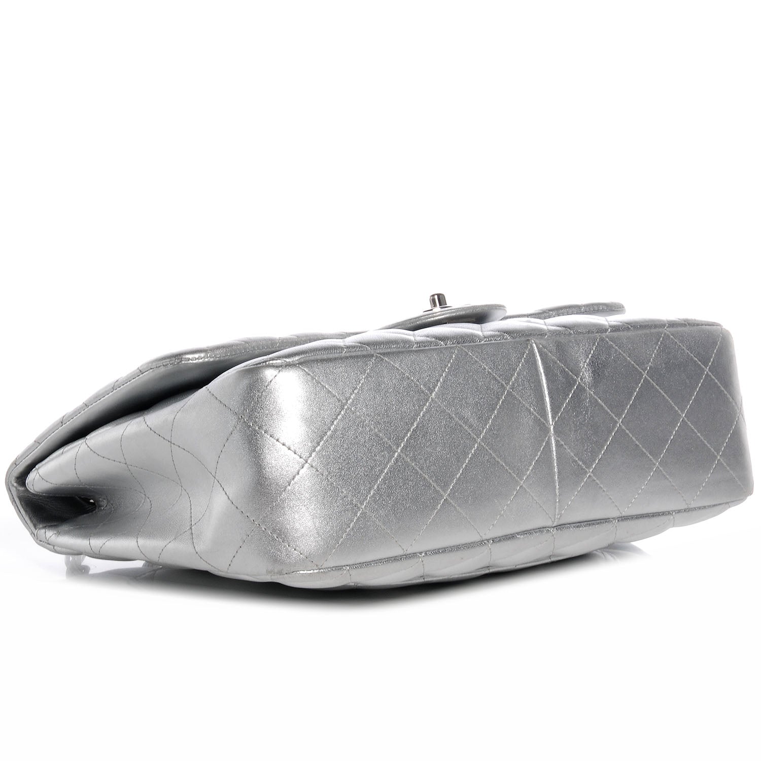 Chanel Metallic Lambskin Quilted Jumbo Single Flap Silver 4 of 7