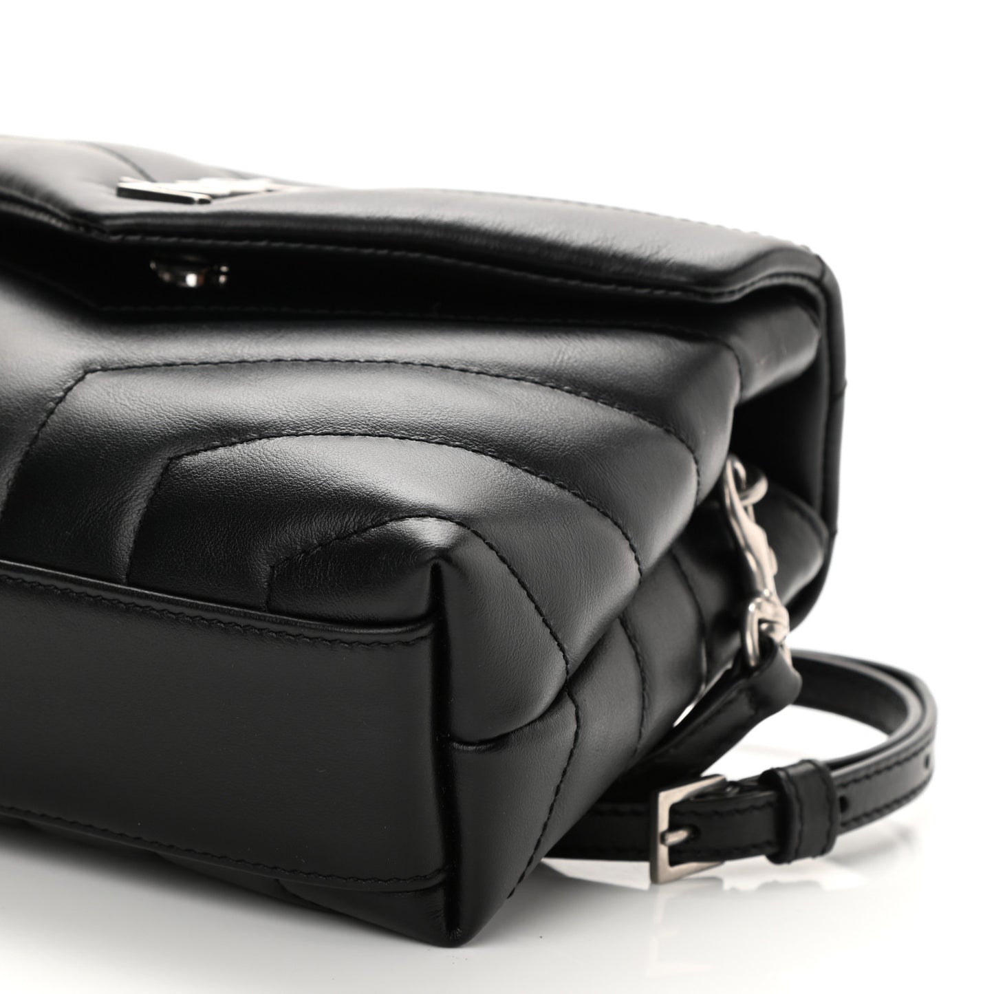 Calfskin Y Quilted Monogram Toy Loulou Crossbody Bag Black