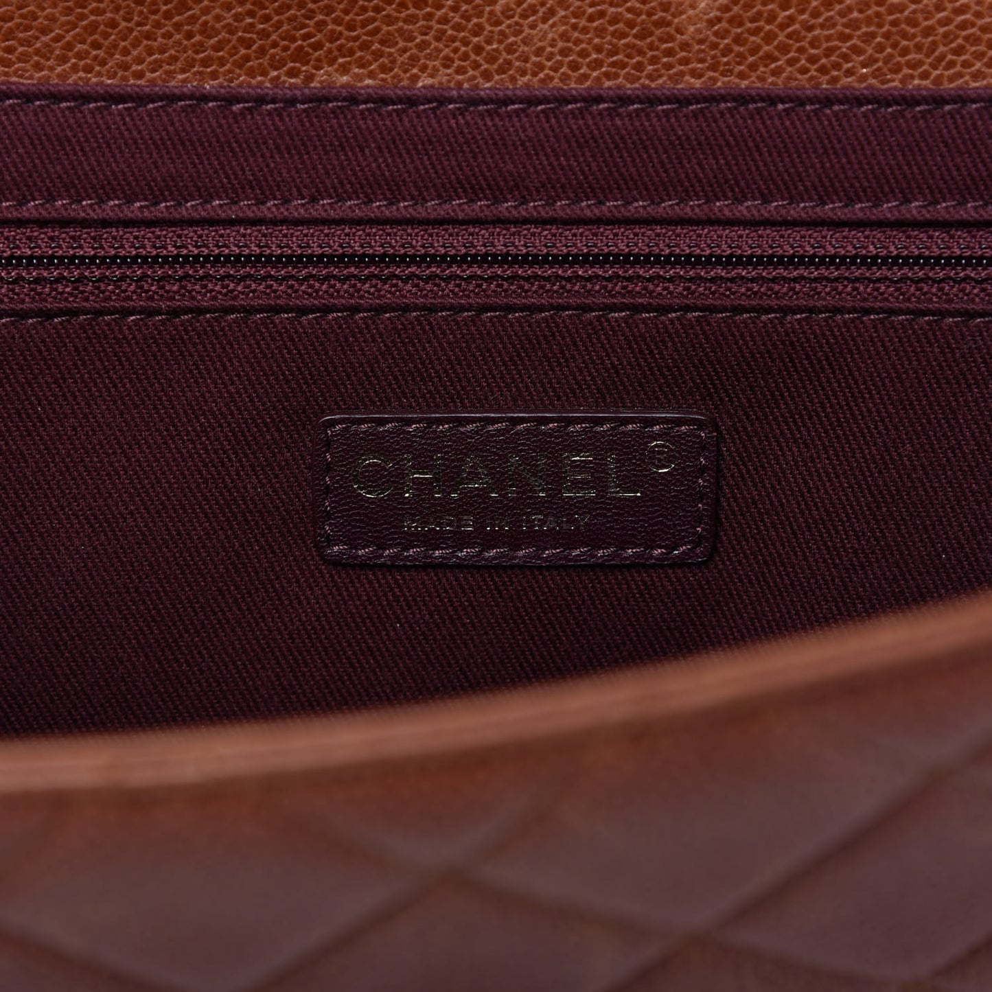 Caviar Quilted Large Retro Class Flap Brown