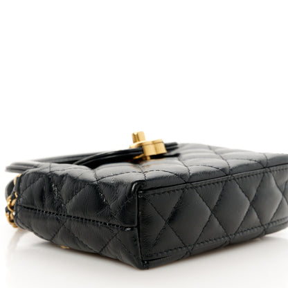Chanel Shiny Aged Calfskin Quilted Mini Nano Kelly Shopper Black 9 of 11