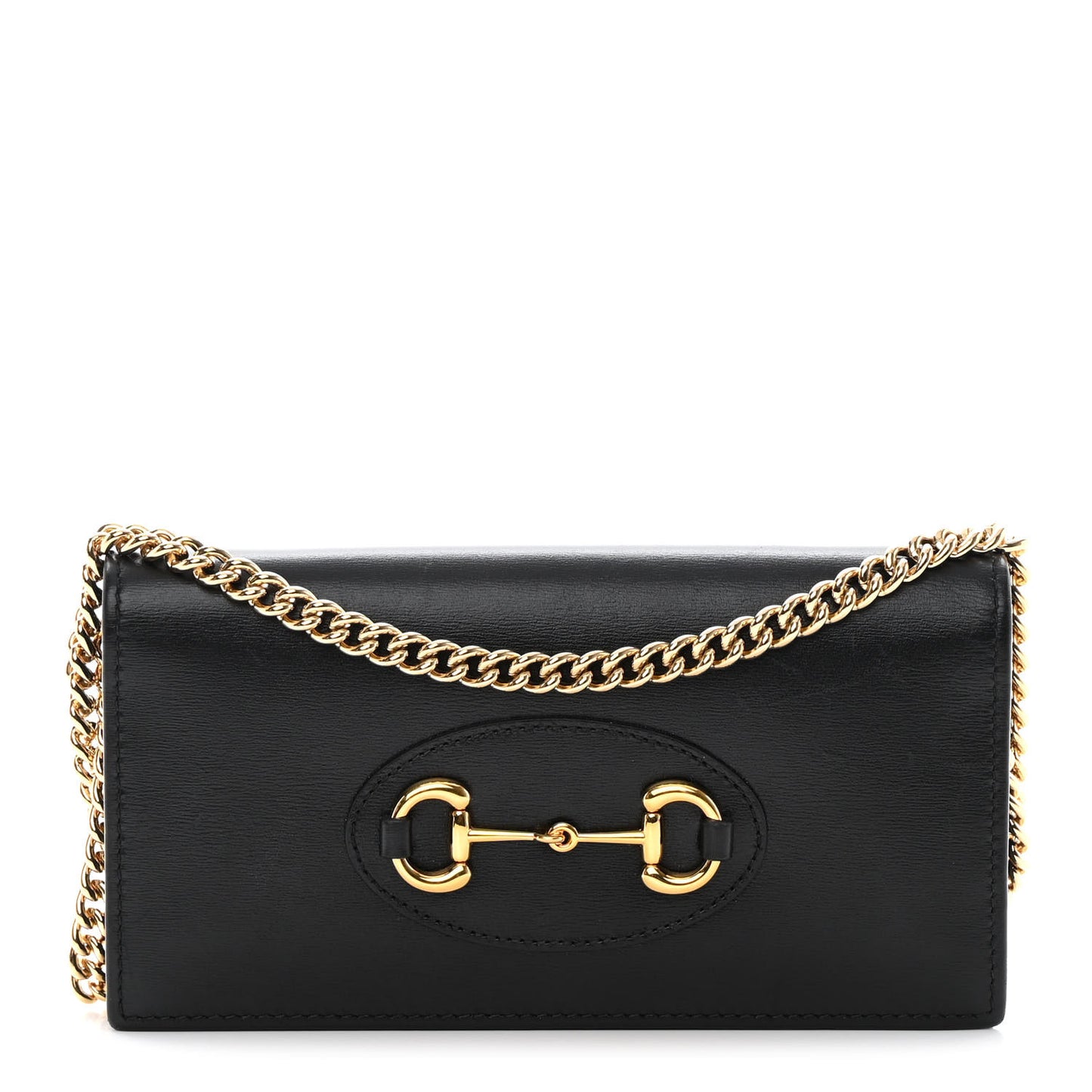 Boarded Plutone Calfskin Horsebit 1955 Wallet On Chain Black