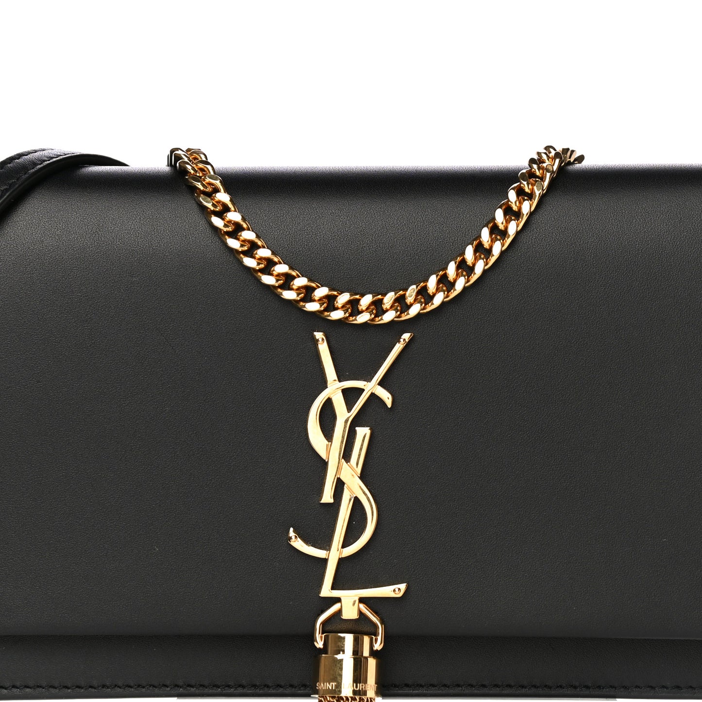 Smooth Calfskin Classic Monogram Kate Tassel Chain Wallet Black
