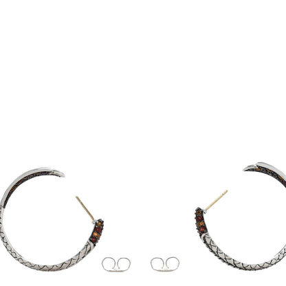 John Hardy Sterling Silver Garnet Citrine Hoop Earrings 3 of 4