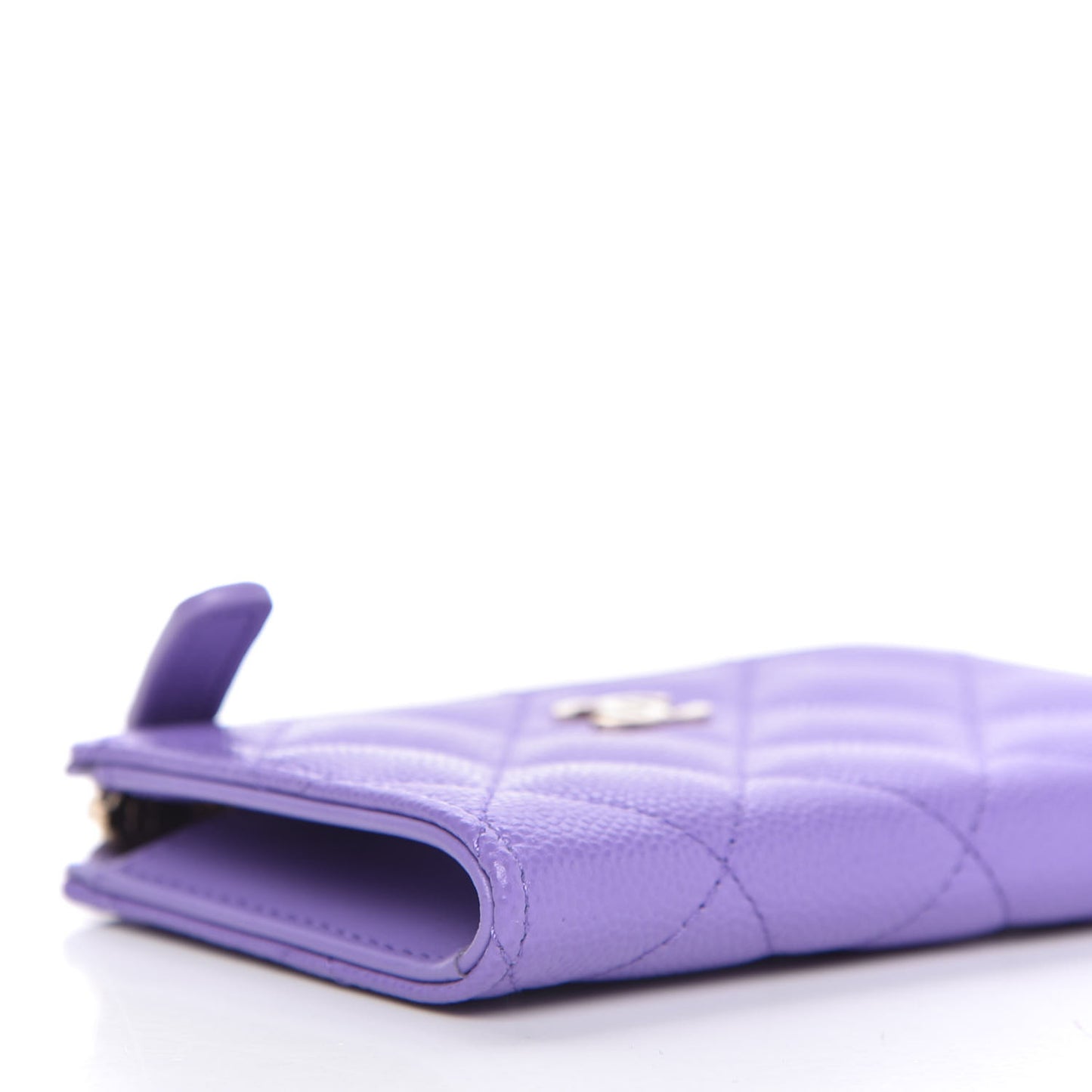 Caviar Quilted Zipped Key Holder Case Purple