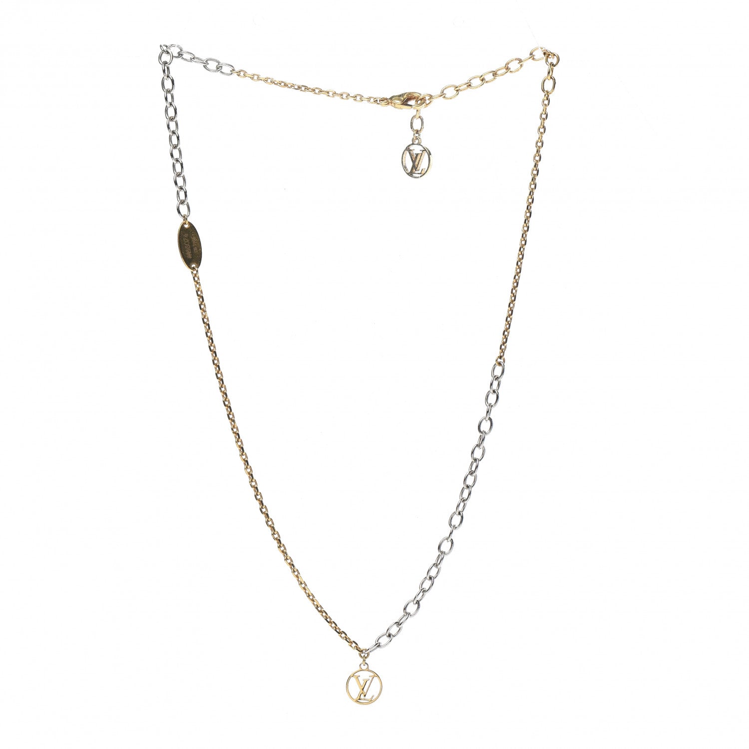 Louis Vuitton Logomania Necklace Silver Gold 3 of 5